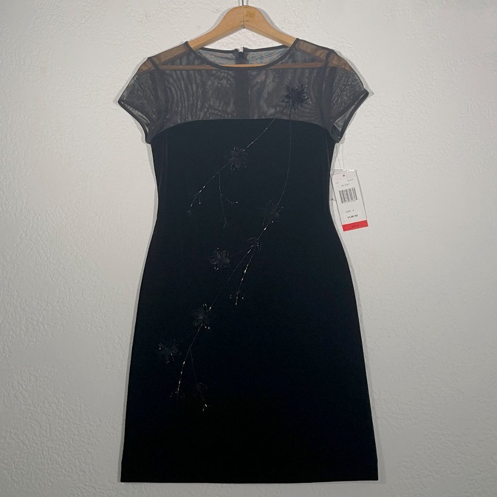 NWT J.R. Nites Dress by Caliendo Petite Midi Black Size 4